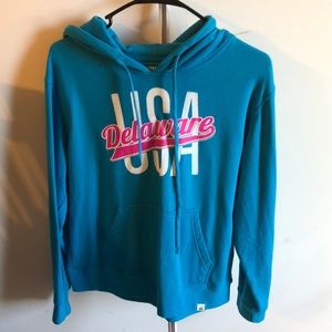 Blue Delaware USA Hoodie, Size Large